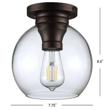 Atlas 7.75" Metal/Glass LED Flush Mount - JONATHAN Y